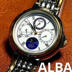 Seiko Alba Success Vintage Watch Men 34mm White Dial Gold Tone Used F/S Japan - Picture 1 of 7