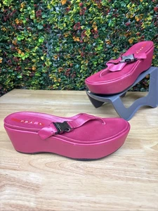 Prada Sport Thick Soled Sandals Shoes 1990s Vintage Pink Euro 40 Womens 10 VTG - Picture 1 of 9