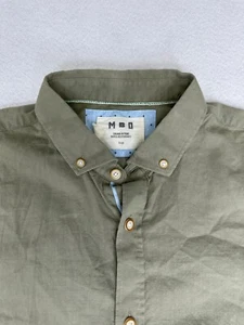 MBO Mens Button Down Shirt Solid Green Short-Sleeve Size large L - Picture 1 of 7