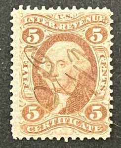 Travelstamps: 1862-71 US Revenue Stamp Scott #R24c 1st Issue 5c Certificate USED - Picture 1 of 5