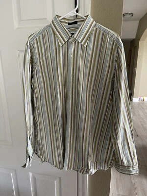 DKNY Men's 100% Cotton Long Sleeve Button Down Dress Shirt Size Lg Red w/Stripes - Image 1 of 4