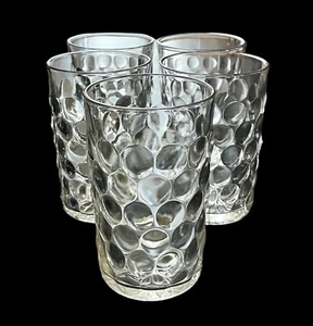 5er Set Vintage Anker Hocking Blase klar 9 Unzen Flache Trinkbecher 4,25"" Top - Bild 1 von 8
