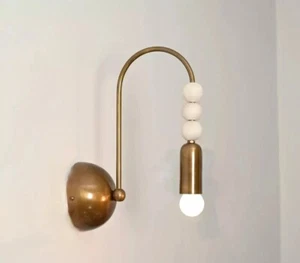 1 Light Vanity Shade Handmade Vintage Wall Mid Century Beads Brass Sputnik - Picture 1 of 6