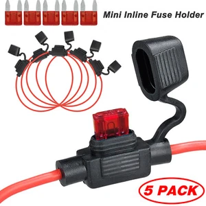 5Pcs 10A 12V Car Mini Blade Inline Fuse Holder Waterproof Dustproof Cover AU - Picture 1 of 6