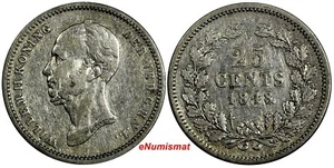 Niederlande Wilhelm II. Silber 1848 25 Cent KM # 76 (18 038) - Bild 1 von 3