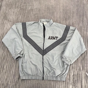 US Army Jacket Mens XL Long Gray Physical Fitness Windbreaker DSCP Mesh Lined - Picture 1 of 11