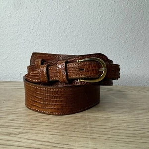 Justin Cognac Genuine Lizard Leather Belt Womens Size 30 Damaged See Description - Picture 1 of 7
