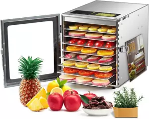 Food-Dehydrator Machine 8 Stainless Steel Trays, 500W Dehydrator for Herbs, Jerk - Picture 1 of 12