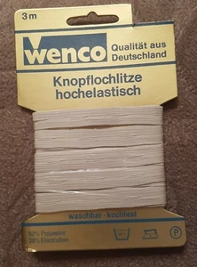 1x 3m Knopflochlitze, weiß,super elastisch, Breite 1cm kochfest 95Grad - Bild 1 von 1