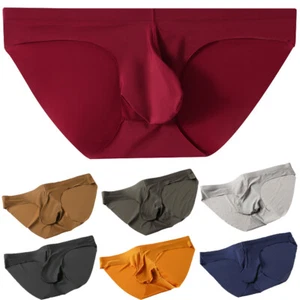 Mens Ice Silk Briefs Sexy Low Waist Bikini Panties Pouch Breathable Underwear/ - Picture 1 of 25
