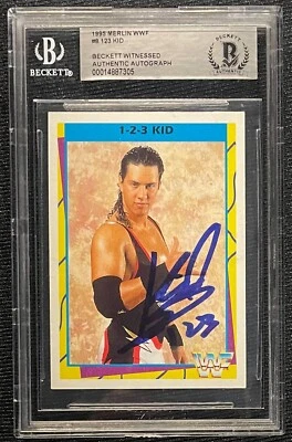 1-2-3 KID X-PAC SIGNED 1995 MERLIN WWF #8 BECKETT WITNESSED AUTO - Image 1 of 2