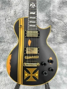 Guitarra Eléctrica ESP Negra Mate Personalizada con Cruz Dorada 2H Afinación Haas 6 Cuerdas - Imagen 1 de 18