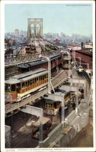 c.1920 Driveway/Ramp to BROOKLYN BRIDGE, Elevated Trains; ‘Phostint’, Mint Cond. - Bild 1 von 2