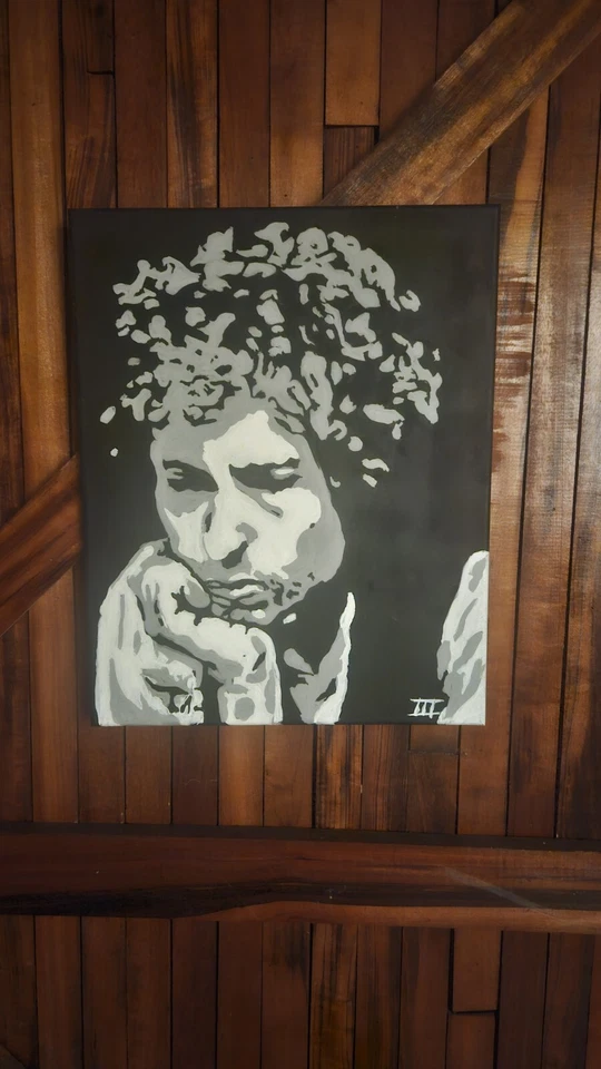 Arte de guitarra Bob Dylan pintura 16x20 autografiado por el artista Foto 1 de 2