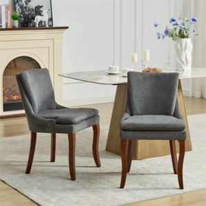 Modern Dining Chairs Set of 2,Double-layer Cushioned Chenille fabric Upholstered - Picture 1 of 23