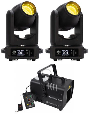 (2) American DJ ADJ Vizi Beam RX2 Wireless DMX Moving Head Lights+Haze Machine - Image 1 of 4