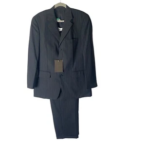 Tasso Elba 2tlg Herren Anzug Gr. 40R Blazer Hose W34X30L 100% Wolle Streifen - Bild 1 von 15