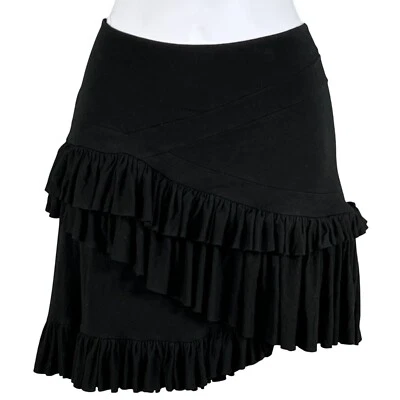 Altuzarra Womens 38/ Large Black Ruffled Asymmetrical Soft Skirt Made In France - Image 1 of 4