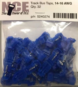 NCE ~ New 2024 ~ TBTB32 Track Bus Taps ~ 14-16 Awg ~  32 Pack ~ Blue ~ 5240274 - Picture 1 of 1