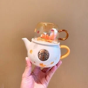 Starbucks Tasse 2022 Herbst Waldfuchs Teekanne mit Glas Tasse Halloween Geschenke - Bild 1 von 5