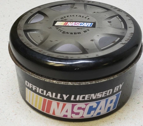 Officially NASCAR Metal Black Tire Tin Watch With Papers NO Watch Used Cover