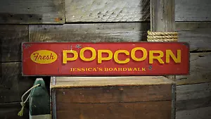 Fresh Popcorn, Custom Name Beach - Rustic Distressed Wood Sign - Picture 1 of 1
