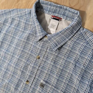 Camisa The North Face Para Hombres XL Manga Corta Azul Cuadros Exterior Mezcla Modal/Poliéster - Imagen 1 de 7