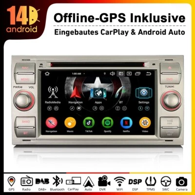 7"8-Kern Android 14 Autoradio Ford S/C-Max Galaxy Focus Kuga Fiesta Transit 64GB - Bild 1 von 4