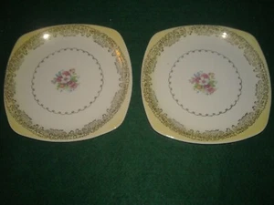 2 Paden city pottery 7 1/4" square bread plates J 54 used - Picture 1 of 5