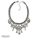 Park Lane Jewelr Y Necklace~ Nadia~ Silver ? Crystals & Grey Satin 19" Nwt