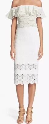 Falda lápiz REBECCA TAYLOR Dia cintura alta midi blanca de encaje talla 4 Foto 1 de 4