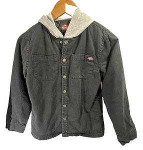 Dickies Kids /Youth Black Hooded Jacket Snap Closure Pockets Size Medium 10/12 - Picture 1 of 12
