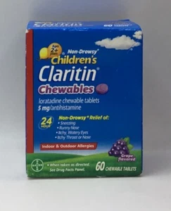 Exp 6/25 Children's Claritin 60 Grape Chewable Tablets Exp 6/25 - Picture 1 of 1