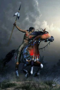 Bemalte Gesichter - Western Style Indianer Krieger und sein Pferd - 2 Größen - Bild 1 von 1