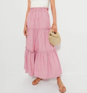 NWT Tuckernuck Red Stripe Prado Skirt Size XXXL Tiered Ruffle Pullon Maxi Cotton - Picture 1 of 11