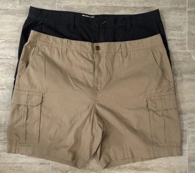 2 Pr. Pantalones Cortos Para Hombre Carga Montura Informales Exterior Frente Plano Gris Tostado Talla 46 Foto 1 de 4