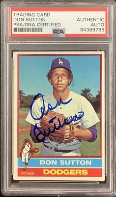 Don Sutton Signed 1976 Topps #530 Card Brewers Dodgers Autograph HOF PSA/DNA - Image 1 of 2