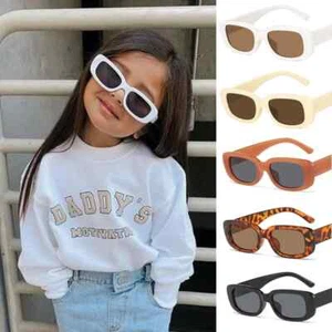 Occhiali da sole rettangolari smerigliati per bambini ragazze ragazzi dolci look sole outdoor - Foto 1 di 17