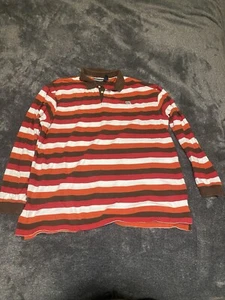 Rocawear Gestreiftes Poloshirt Y2K Langarm Herren XL Orange Mehrfarbig Streifen Rugby - Bild 1 von 10