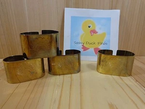 NAPKIN RINGS Set of 4 Metal Etched Fan of Feathers Design Oval Shape - Picture 1 of 4