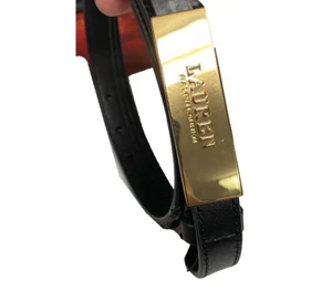 Polo Ralph Lauren Belt Leather Womens Gold Bar LOGO Buckle Skinny Belt XL - Picture 1 of 5