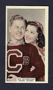 Tarjeta comercial de cigarrillos favoritos de la película 1939 #66, Mickey Rooney, Ann Rutherford - Imagen 1 de 2