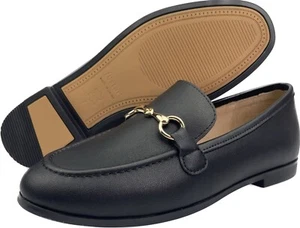 Zapatos de vestir de cuero para mujer mocasines con hebilla de centavo sin cordones informales planos - Imagen 1 de 18