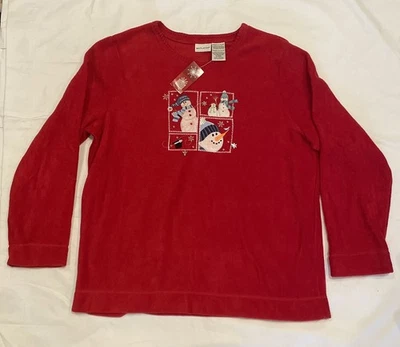 Camisa de Natal feminina White Stag enfeitada homem de neve vermelha GG - Imagem 1 de 4