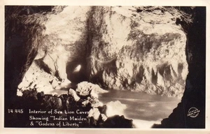 Interior of Sea Lion Caves in Florence Oregon Real Photo Postcard - Picture 1 of 2