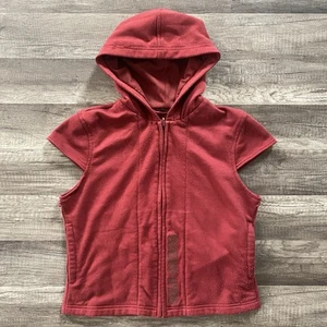 Harley Davidson Womens Small Red Full Zip Fleece Vest Zipper Shirt Vintage Y2K - Picture 1 of 11