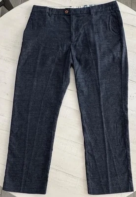 Pantalones para hombre Tommy Bahama talla 38x30 azul espiga mezcla de lino - Beachy Preppy Foto 1 de 4