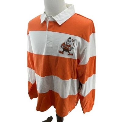 47 NFL Cleveland Browns Rugby Shirt Stitched Retro Mascot Retail 95 NEW 2XL - Image 1 of 4