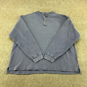 VINTAGE Lee Hemd Herren XL blau langarm Henley Thermo Waffel Baumwolle unbedruckt 90er - Bild 1 von 12