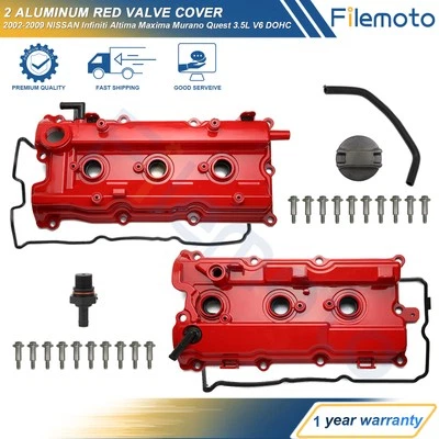 2 ALUMINUM Valve Cover w/ Bolts for 02-09 NISSAN Murano Altima Maxima Quest 3.5L - Image 1 of 4